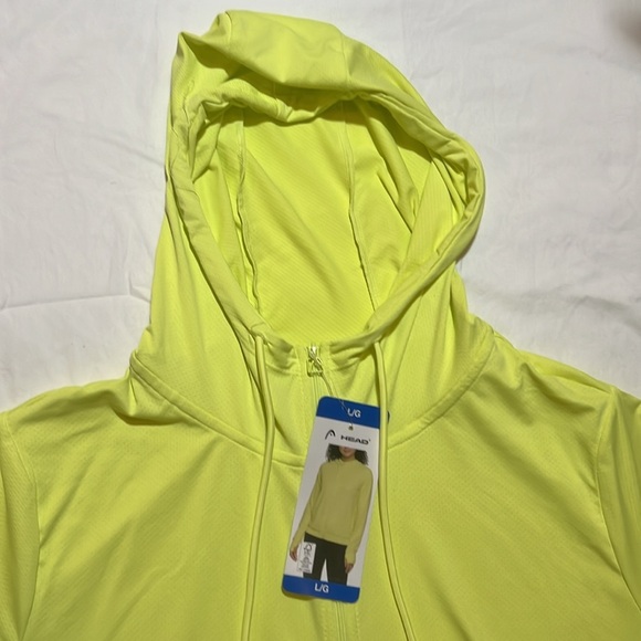 NWT HEAD Neon Yellow Green Performance Hoodie sz L - Picture 4 of 7